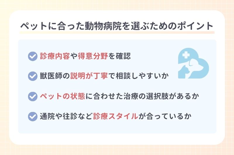 ペットに合った動物病院を選ぶためのポイント