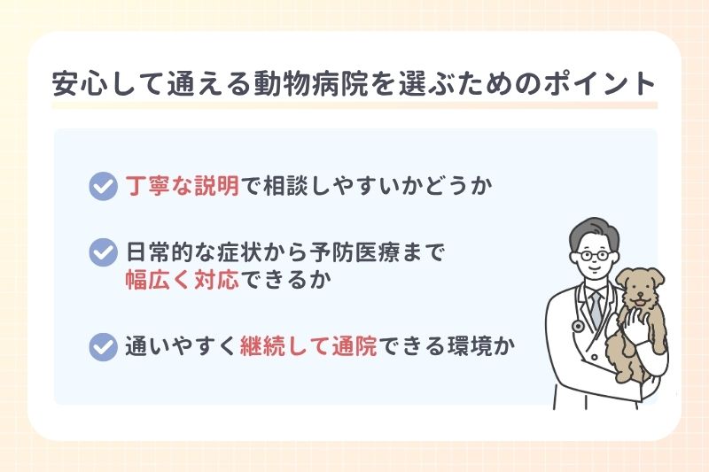 安心して通える動物病院を選ぶためのポイント