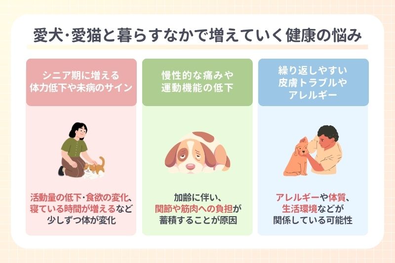 愛犬・愛猫と暮らすなかで増えていく健康の悩み